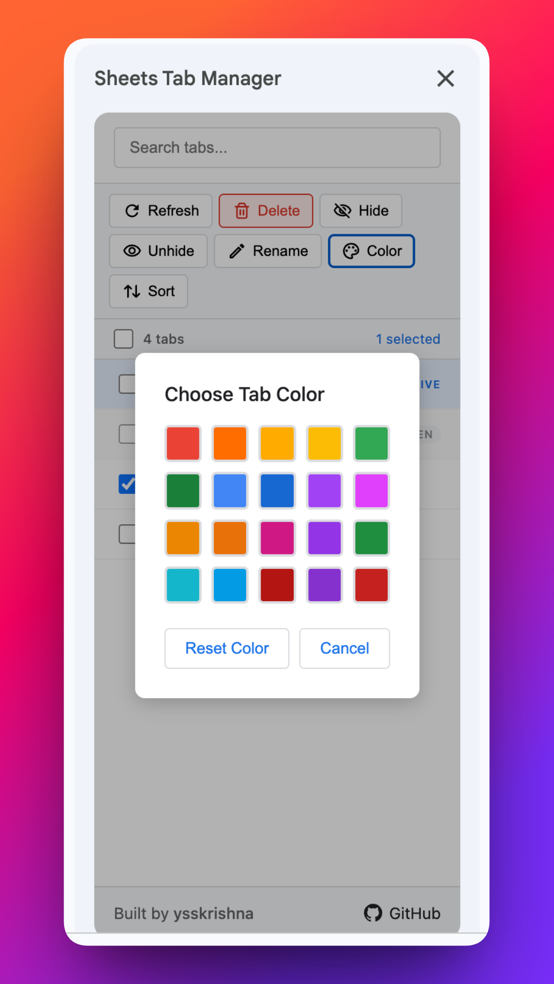 Sheets Tab Manager screenshot 3