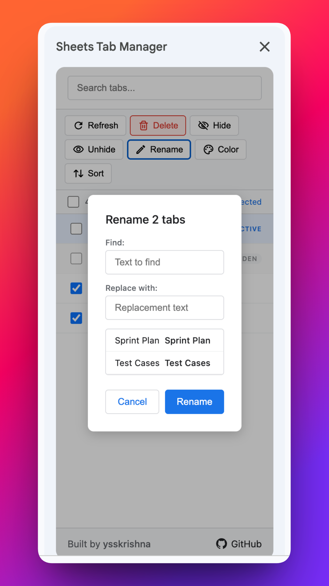 Sheets Tab Manager screenshot 4