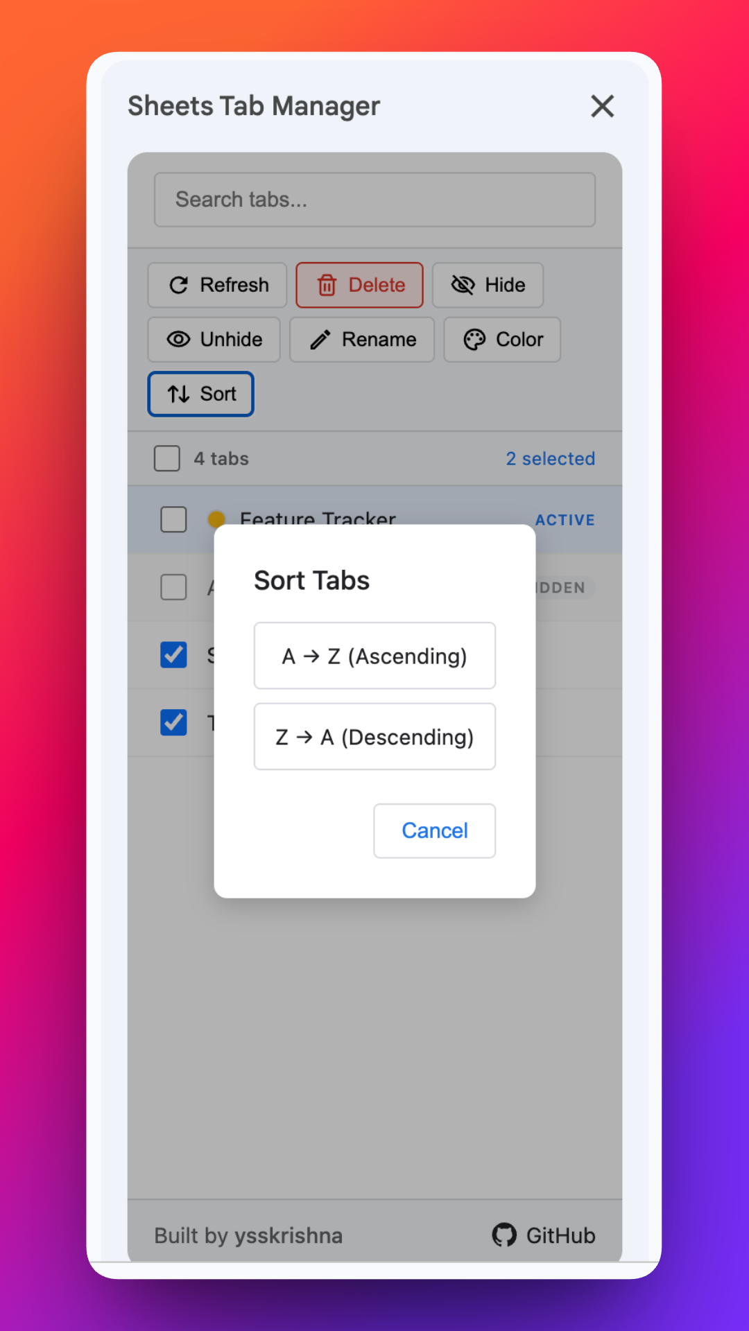 Sheets Tab Manager screenshot 5